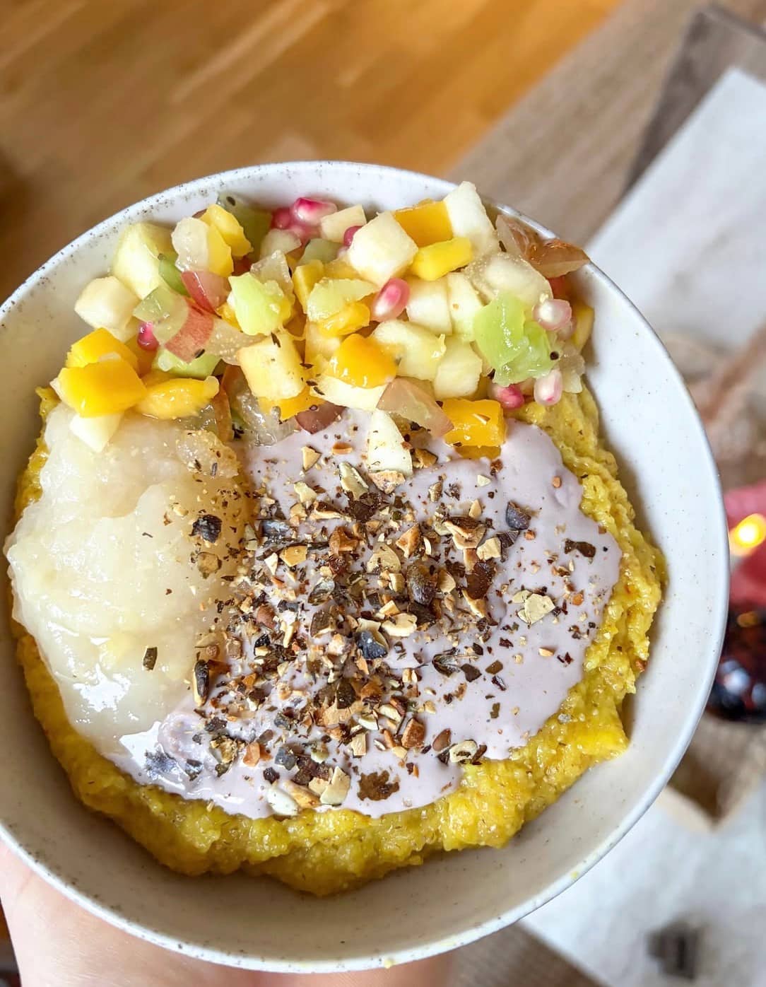 Proteinrik grahamsgröt med saffran och kaseinpudding