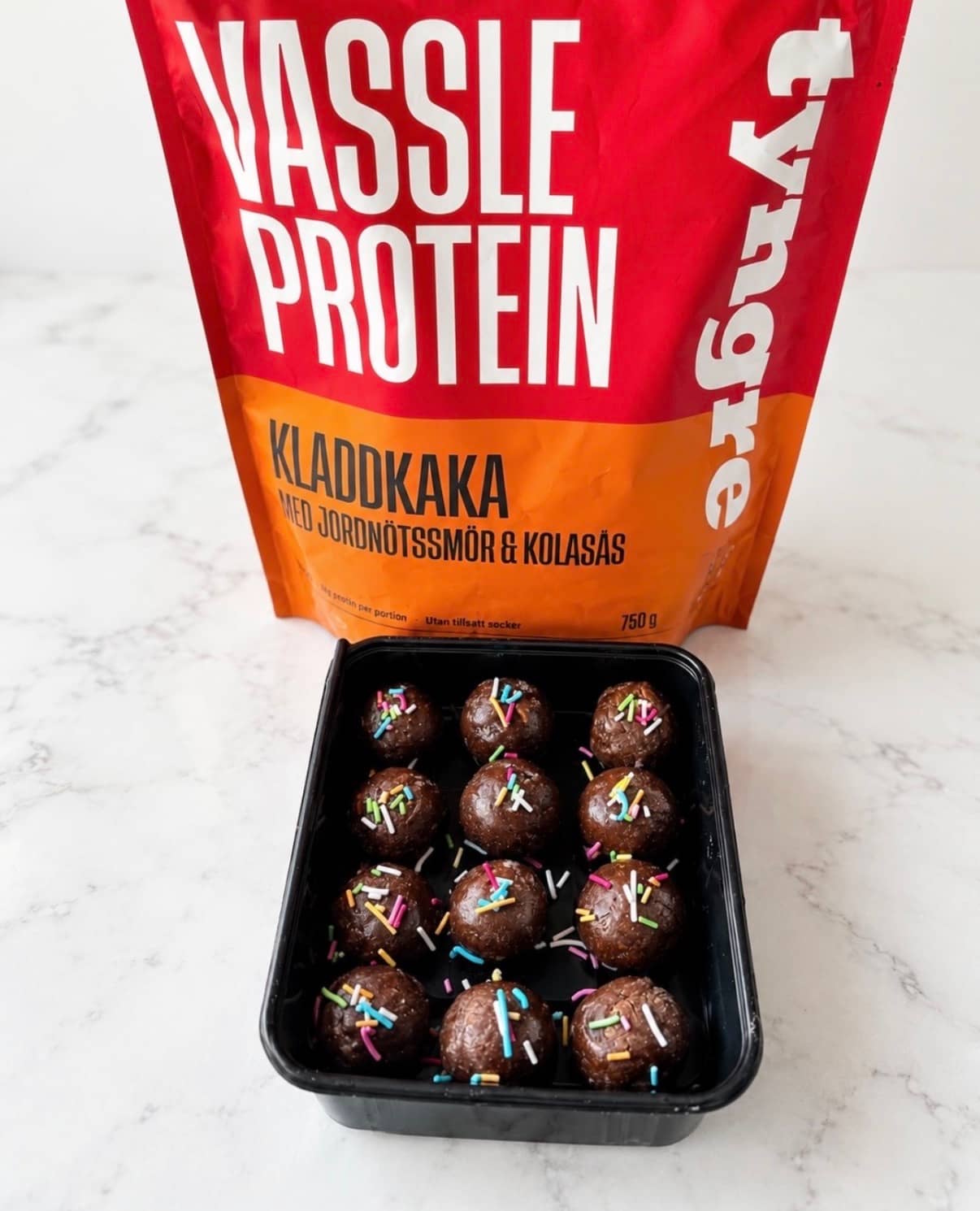 Proteinrika kladdkakstryfflar med jordnötssmör