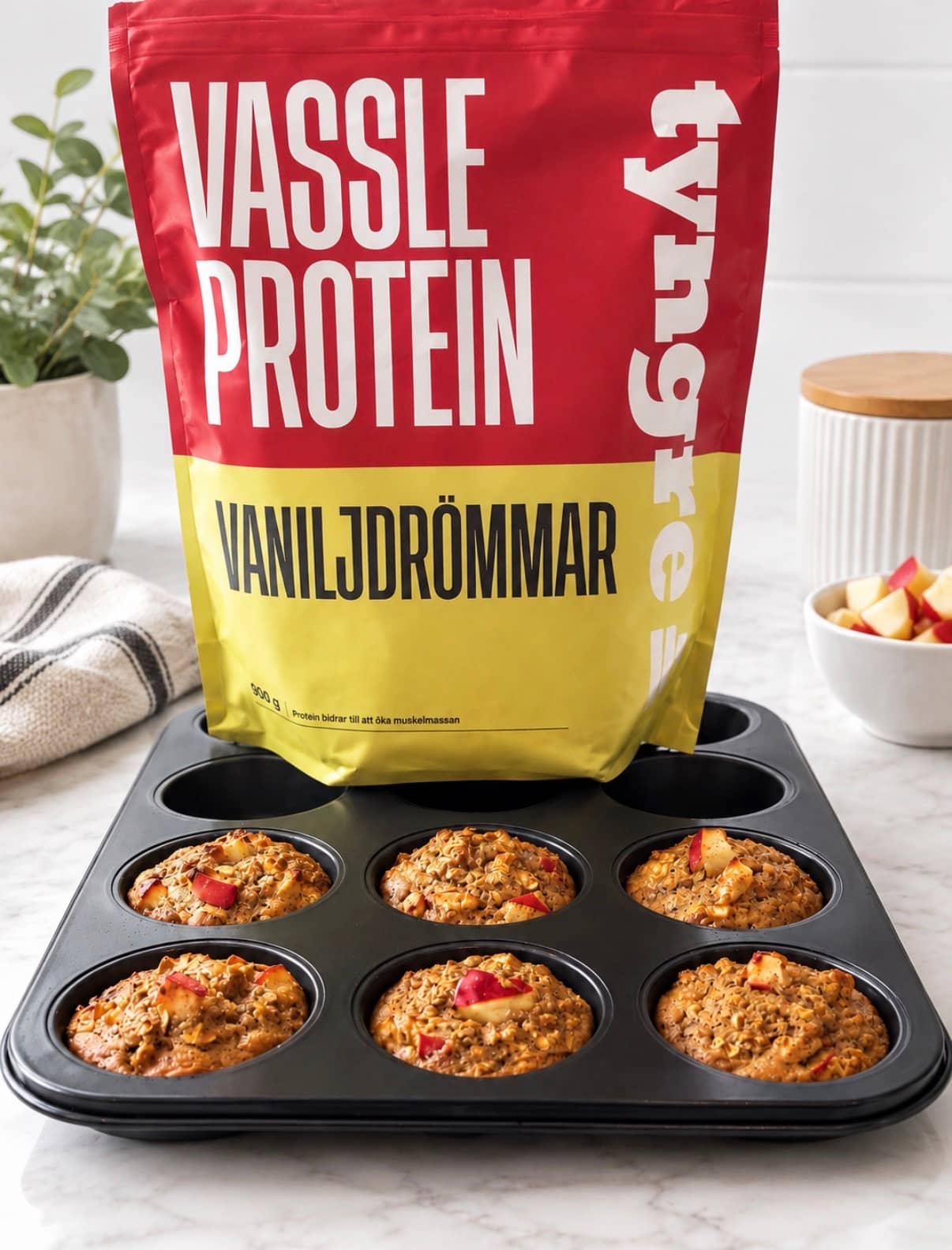 Proteinrika äppelmuffins