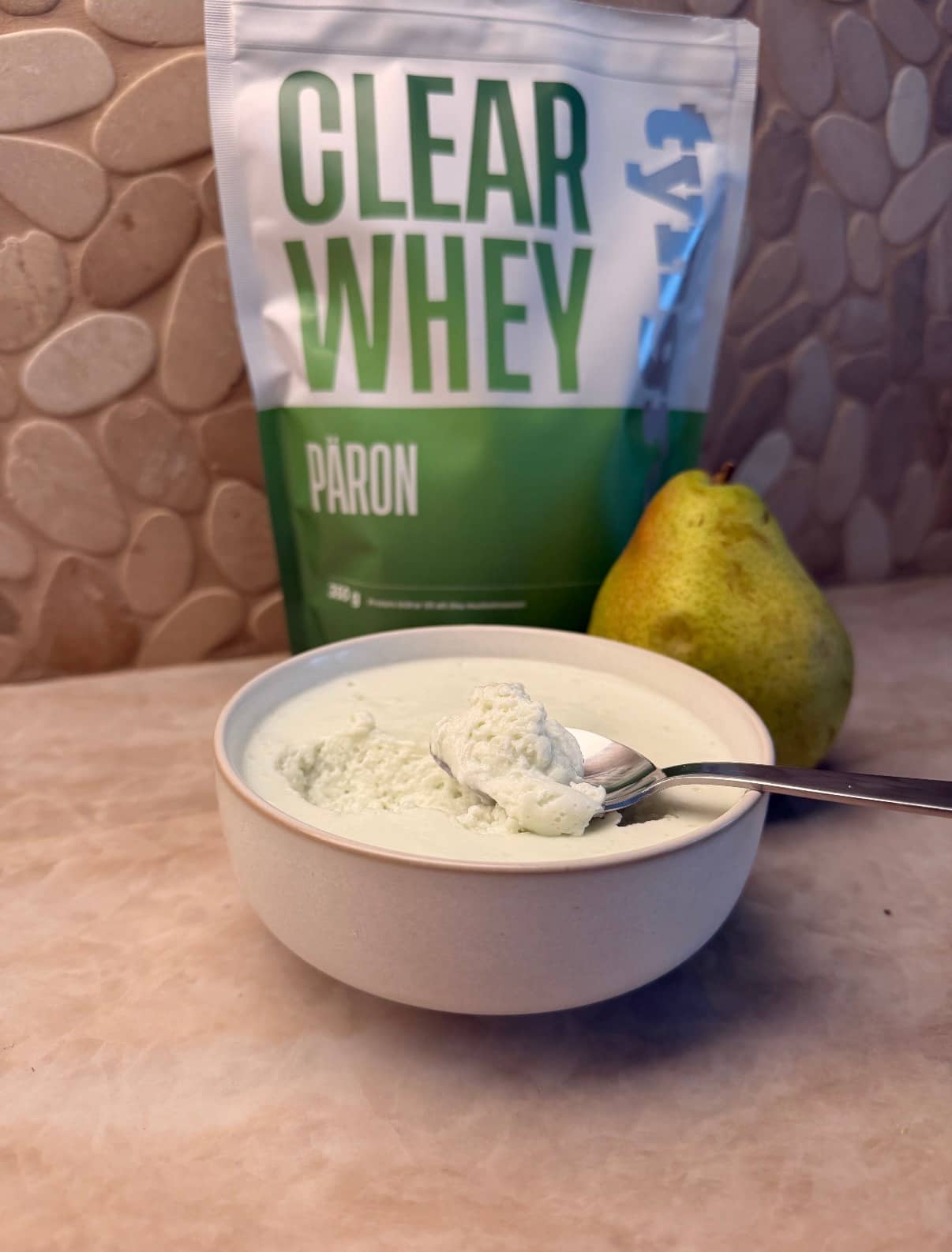 Proteinrik päronmousse clear whey päron