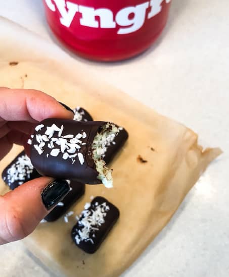 Proteinrika bountys med smak av päron och mintchoklad