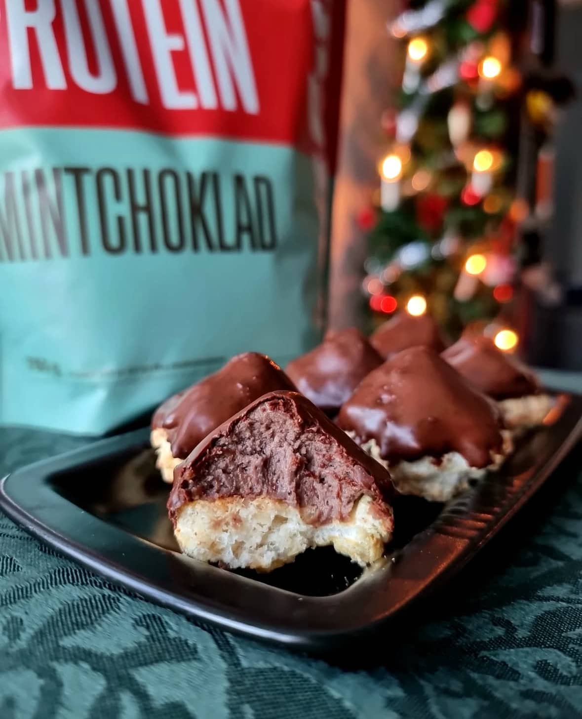 Proteinrika mint- och chokladbiskvier 