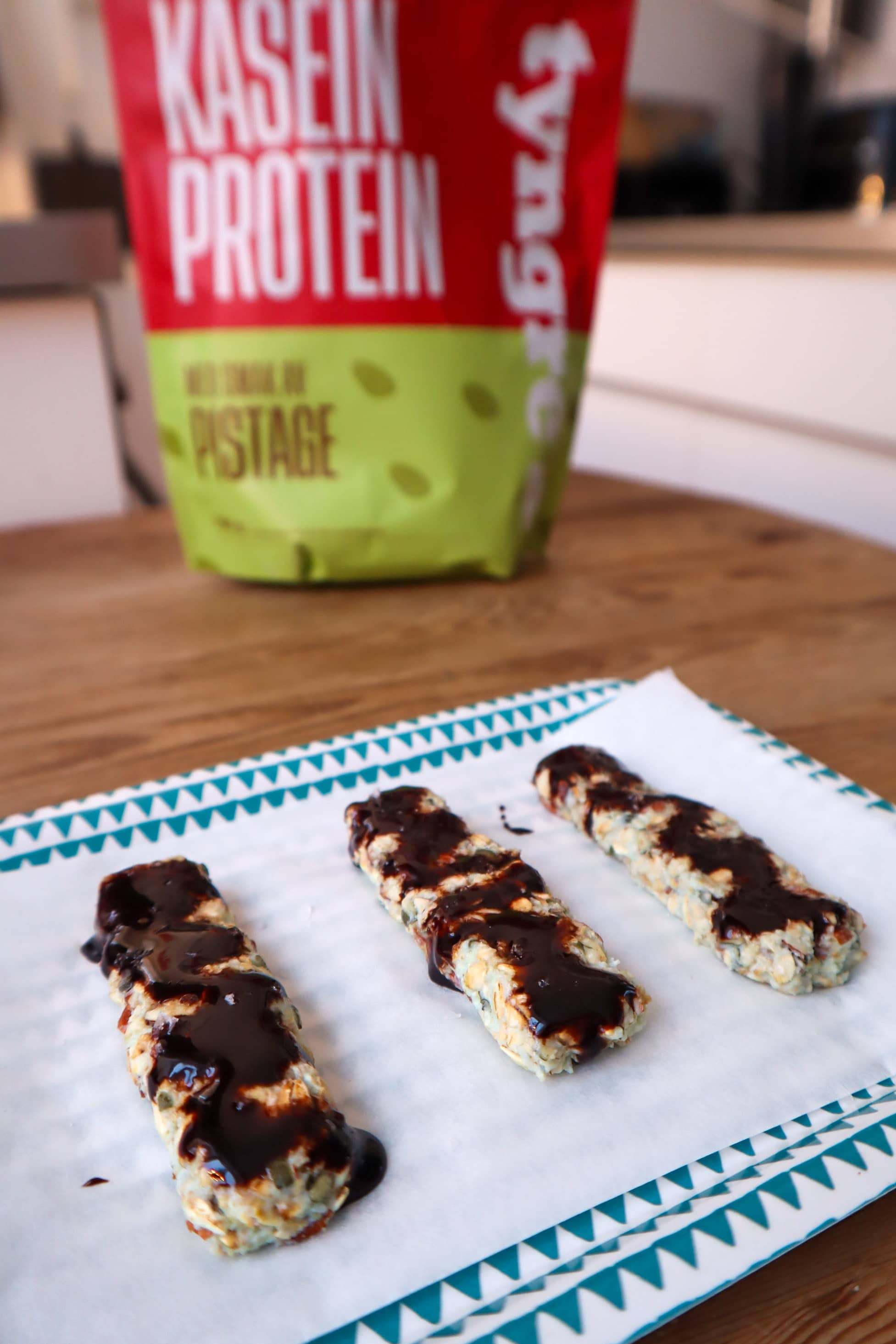 Proteinbars med smak av pistage kasein pistage