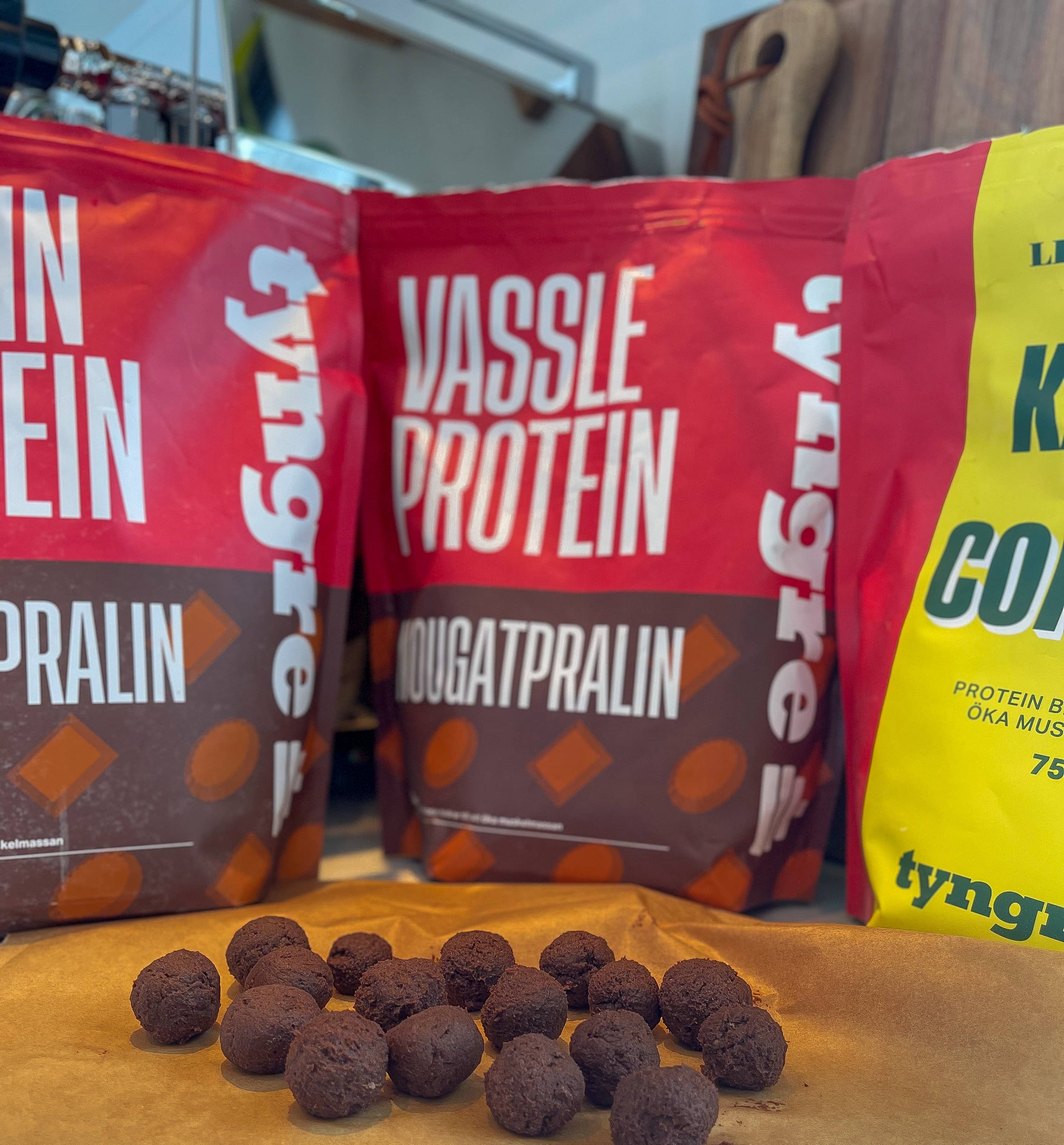 Proteinrika chokladpraliner med en ton av kaffe