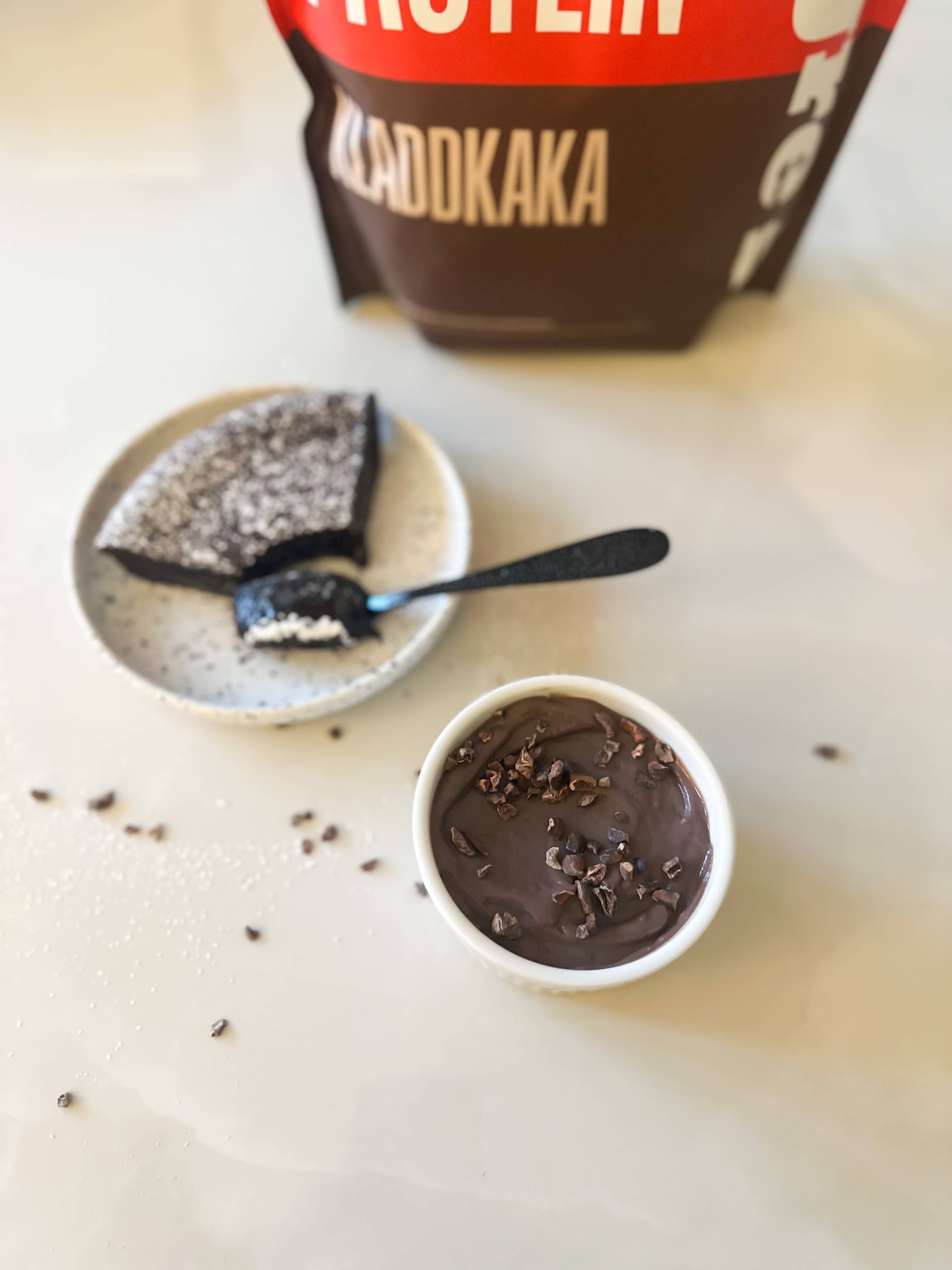 Proteinpudding choklad kasein kladdkaka