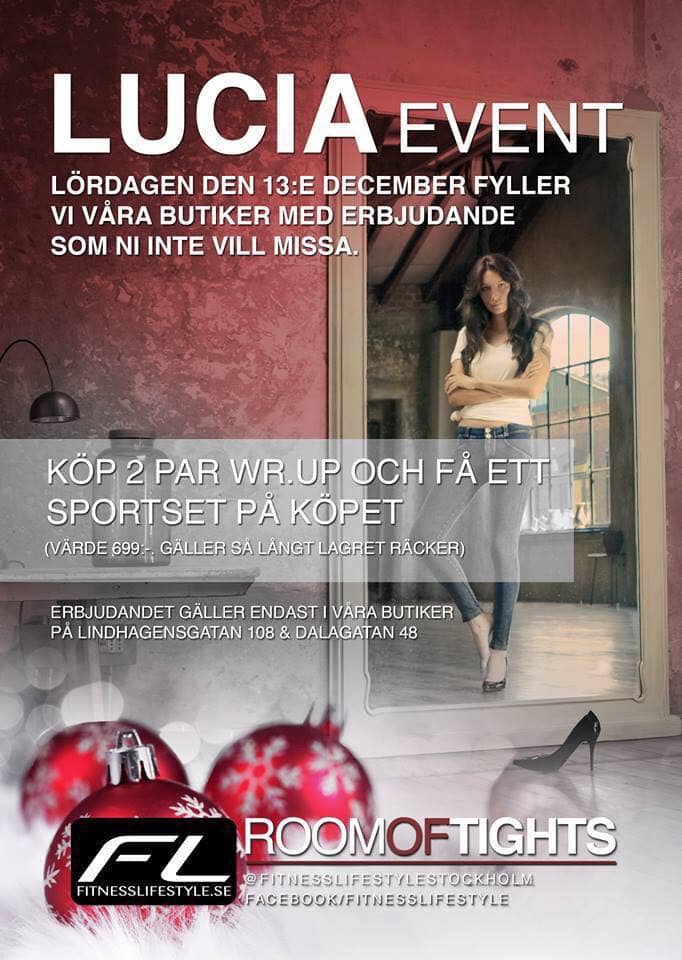 Luciaevent i fitnessbutik på lördag