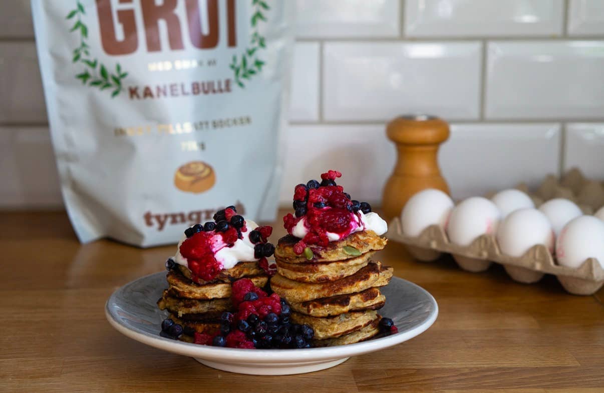 Proteinrika kanelbullepannkakor grötmix kanelbulle