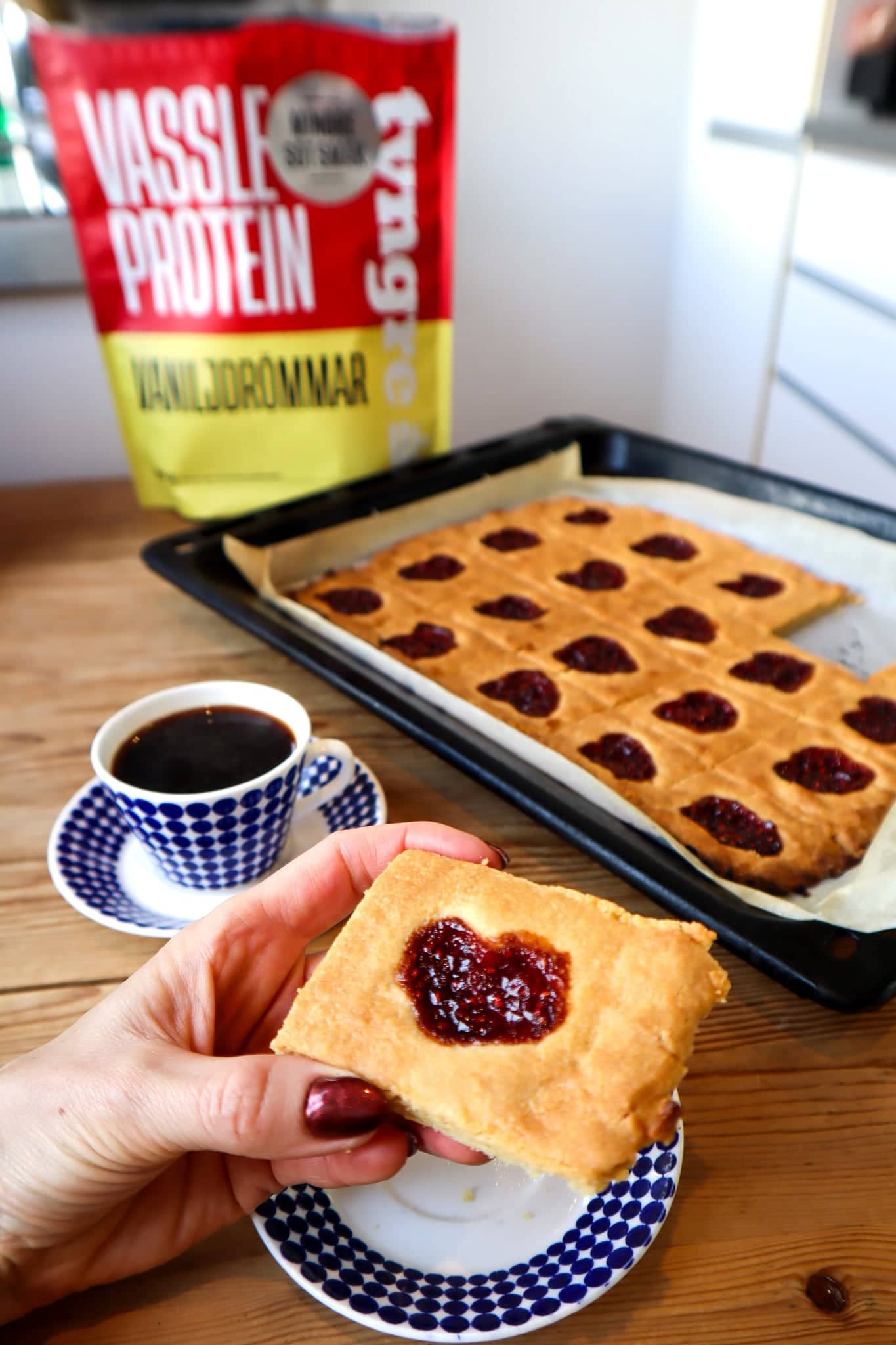 Proteinrika hallongrottor i långpanna