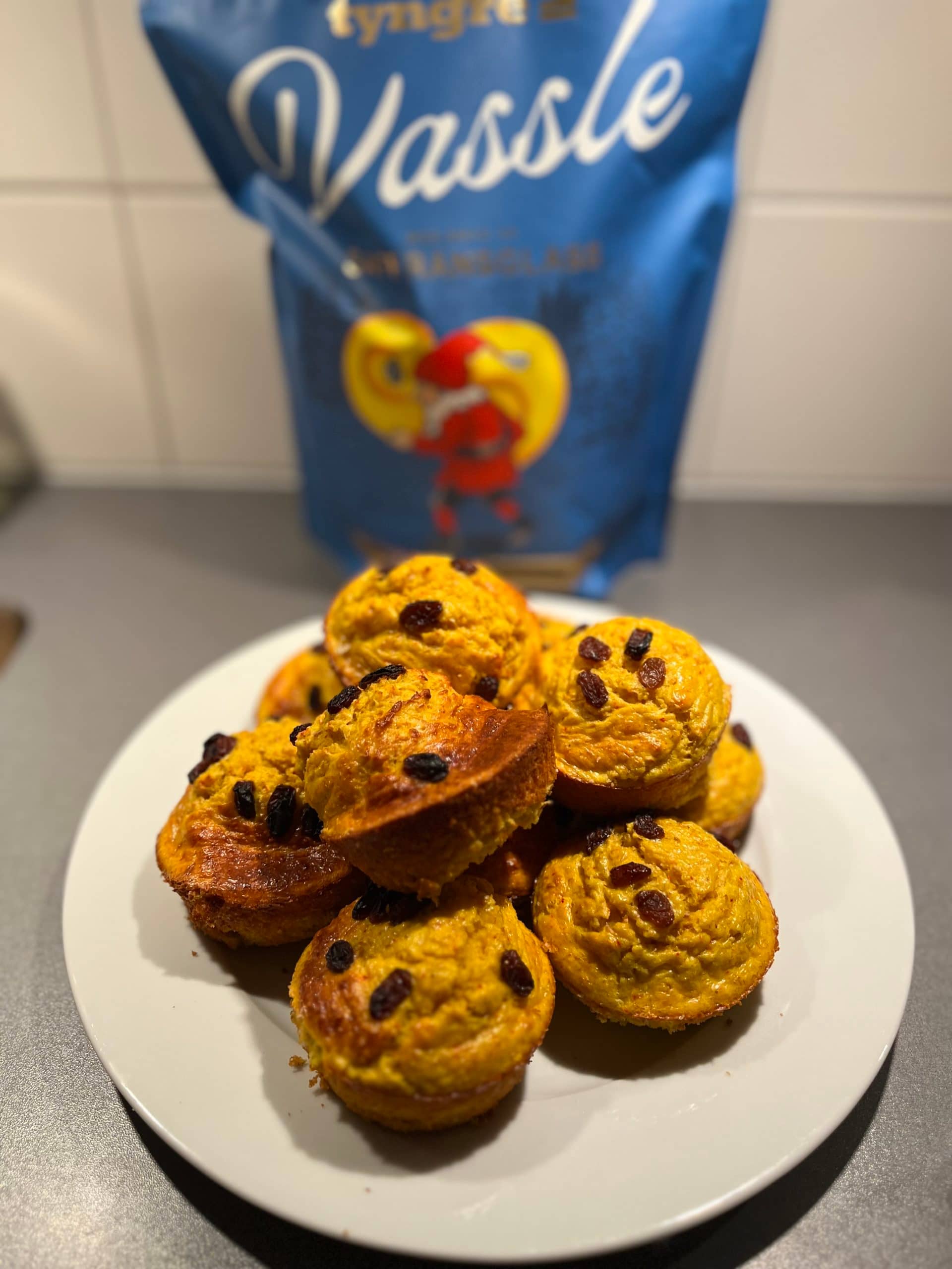 Saffransmuffins laddade med protein