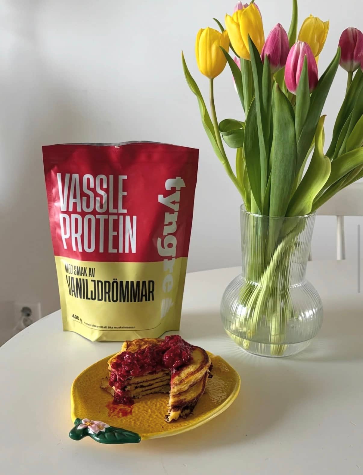 Proteinrika citron- och vaniljpannkakor vassle vaniljdrömmar 