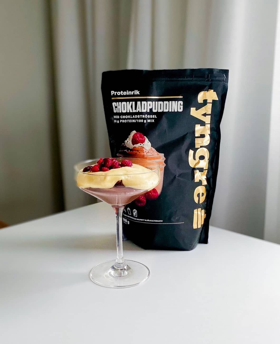 Proteinrik chokladpudding med citronfluff