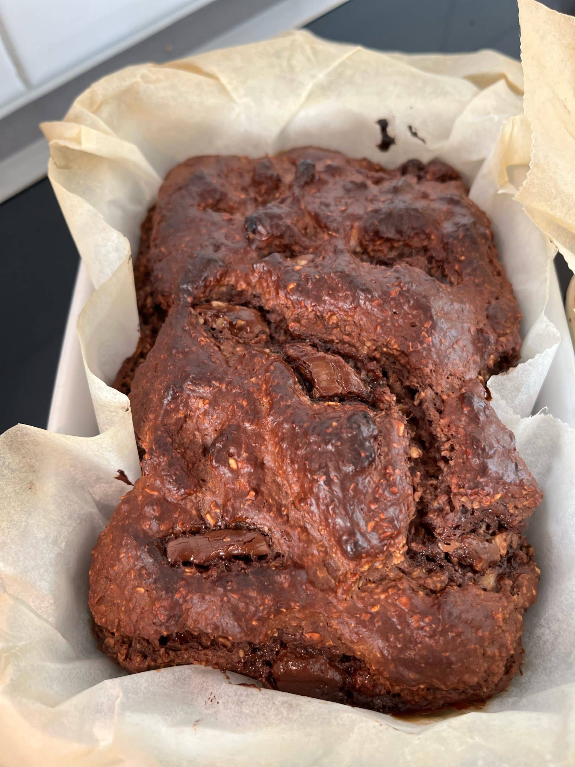 Bakad gröt med banan och nougatpralin