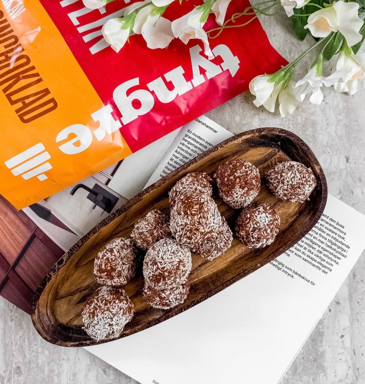 Proteinrika chokladbollar med apelsin kasein apelsinchoklad