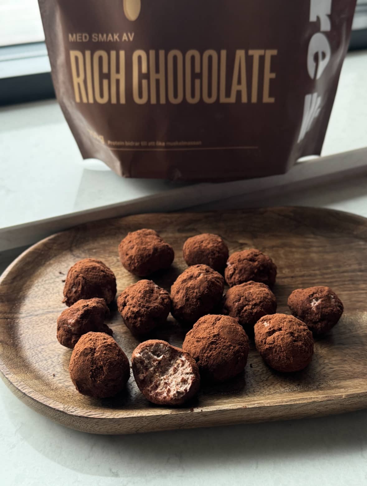 Chokladtryfflar med proteinpulver