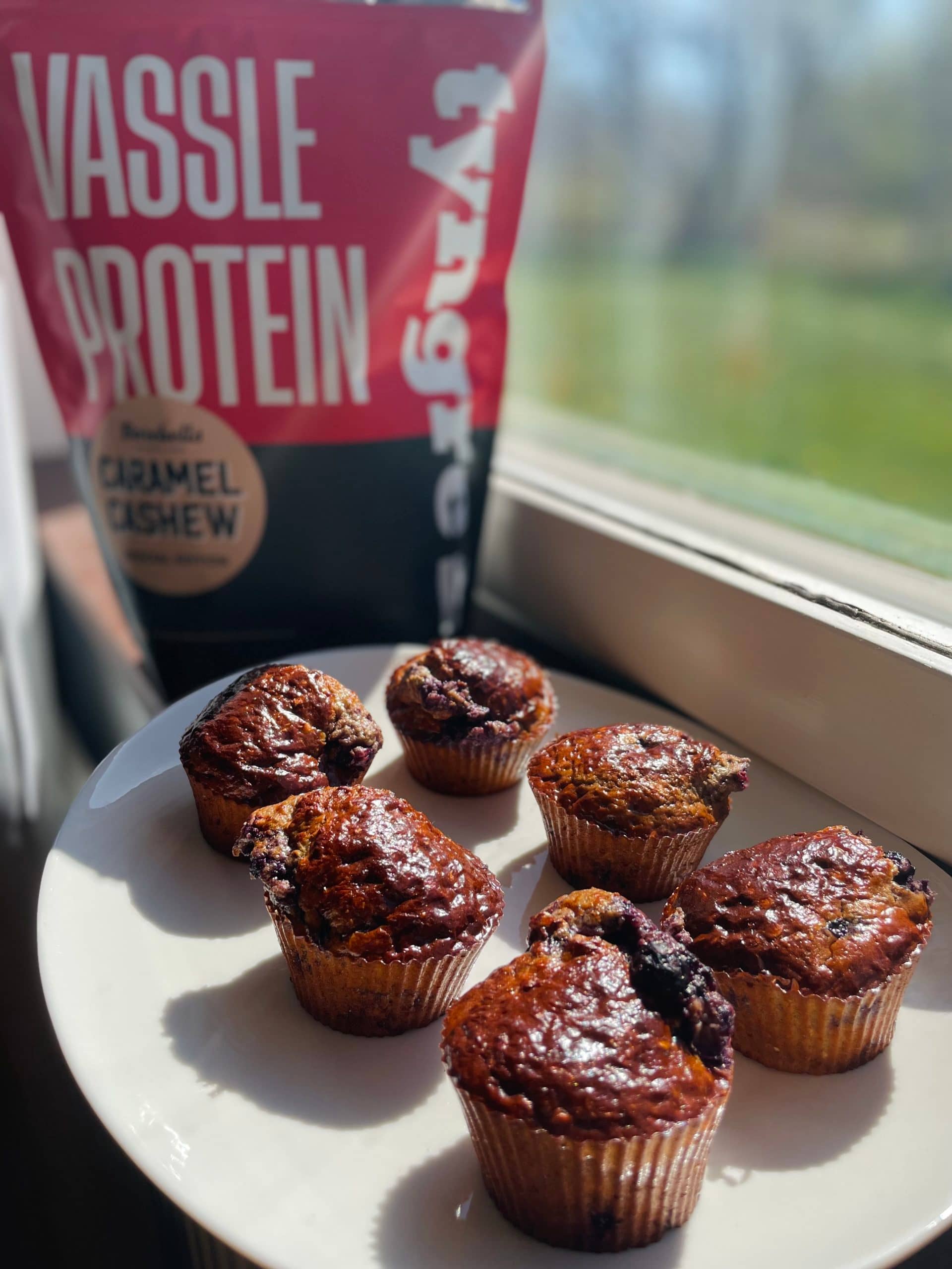 Proteinrika blåbärsmuffins
