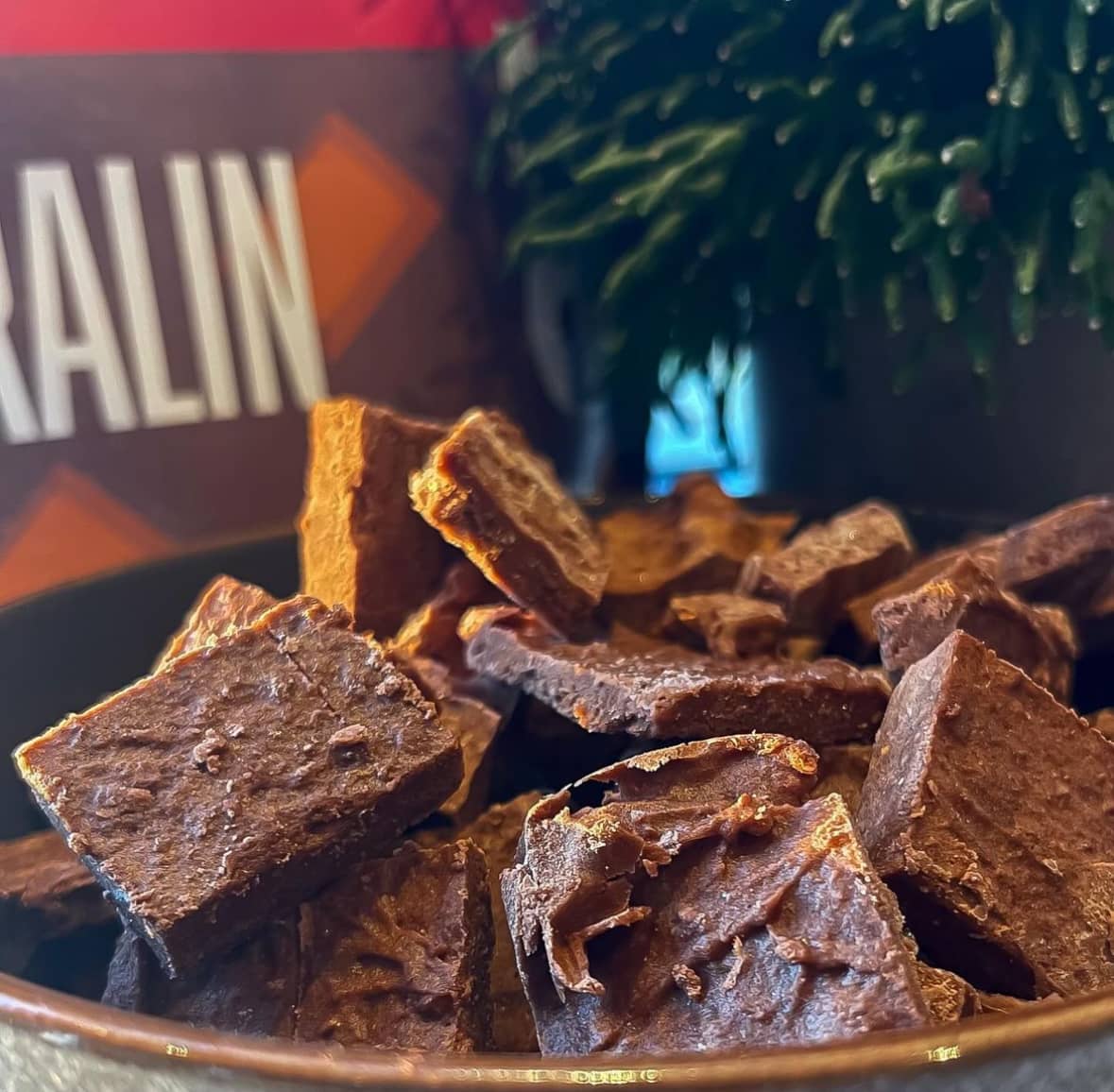 Proteinrik fudge med nougatpralin