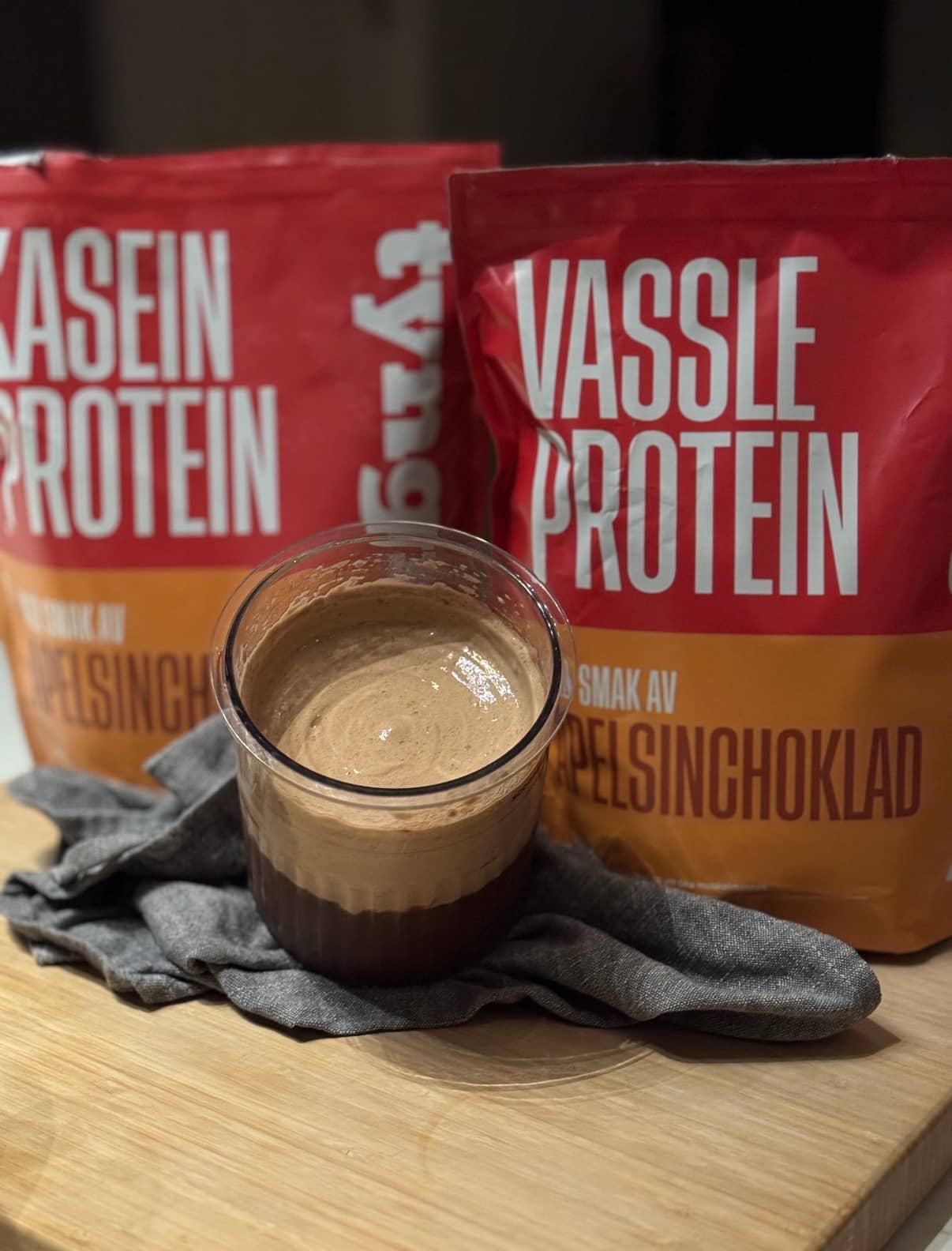Proteinglass med apelsinchoklad vassle apelsinchoklad