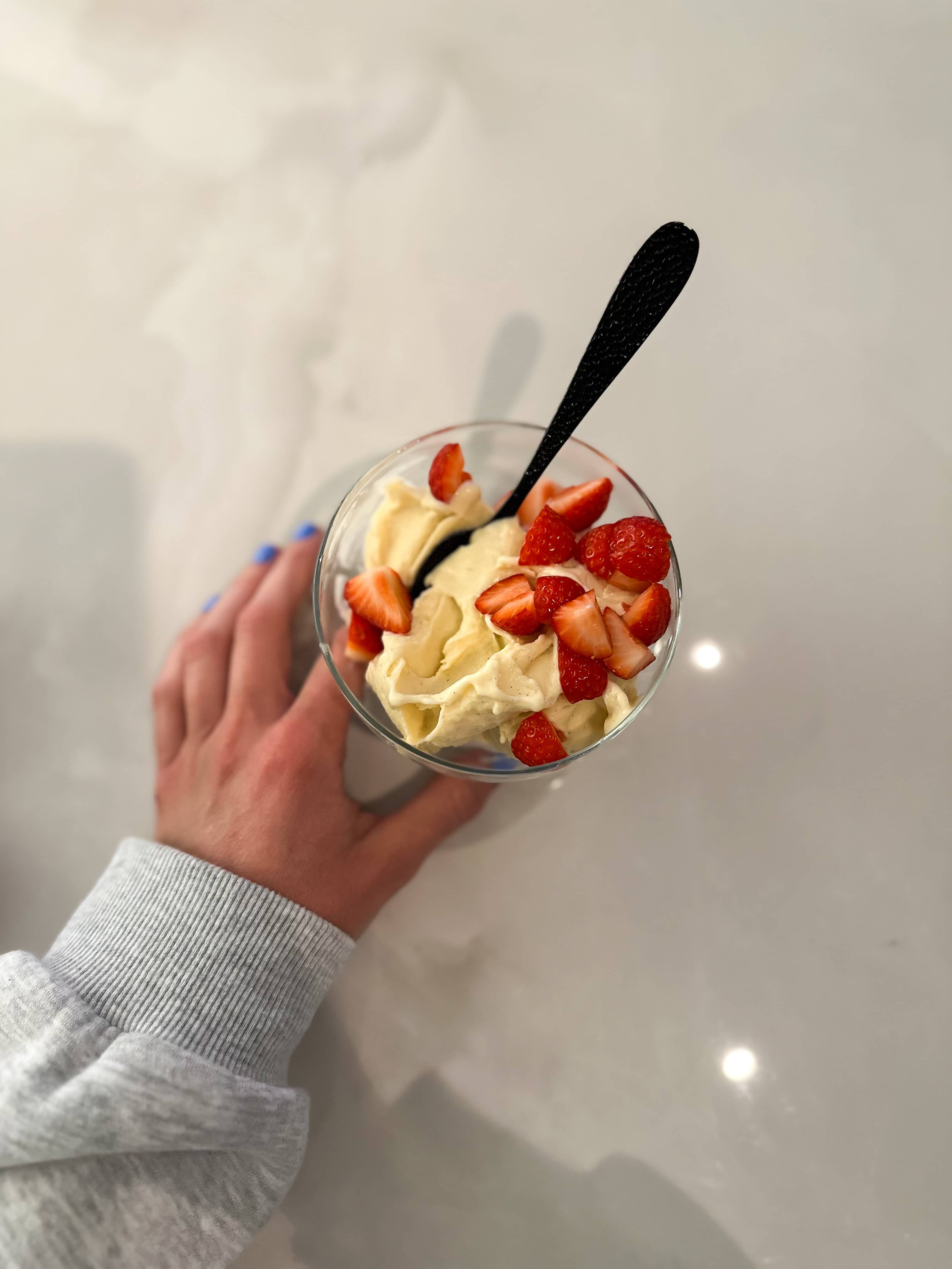 Proteinglass med krämig vaniljsmak