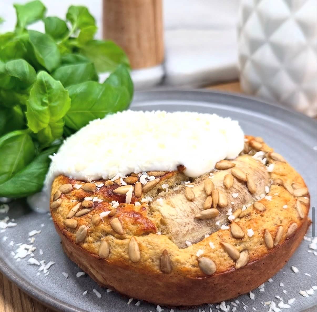 Proteinrik banankaka med kasein kasein vaniljdrömmar