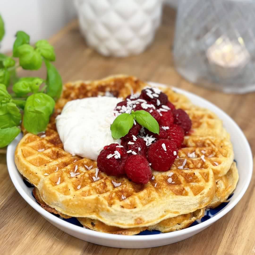 Proteinvåfflor med vaniljkvarg