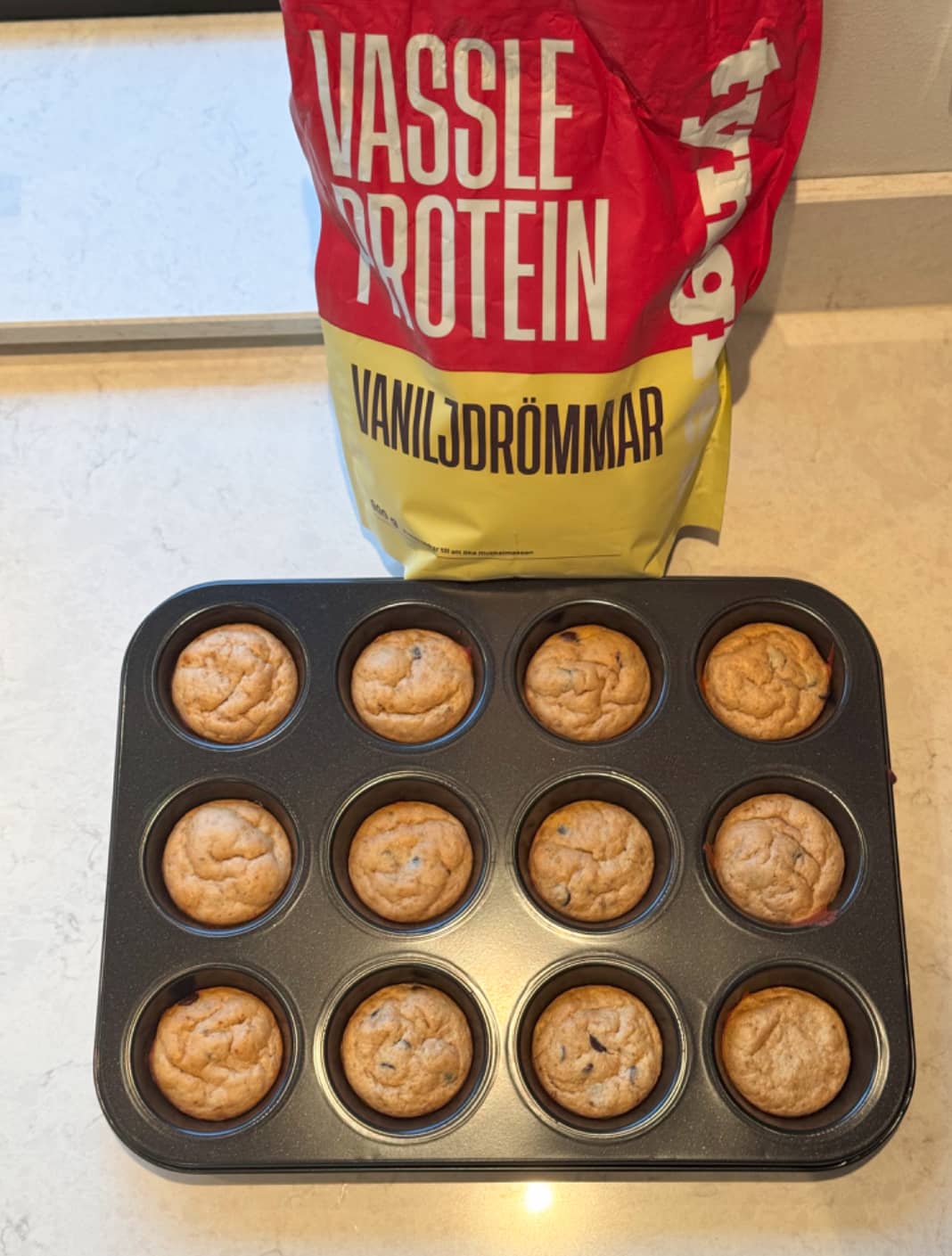 Proteinrika banan- och vaniljmuffins