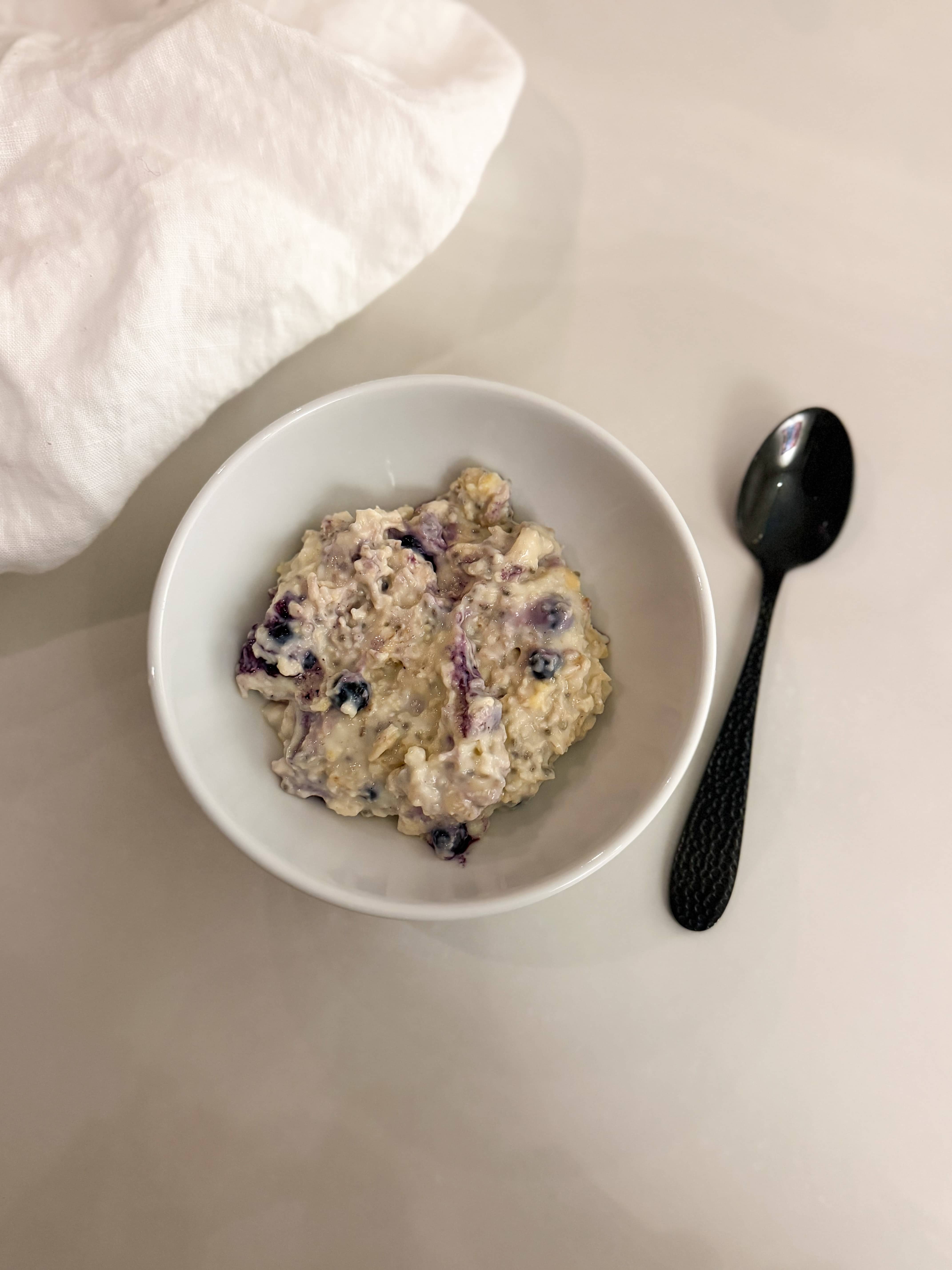 Overnight oats med vanilj, citron och blåbär kasein vaniljdrömmar