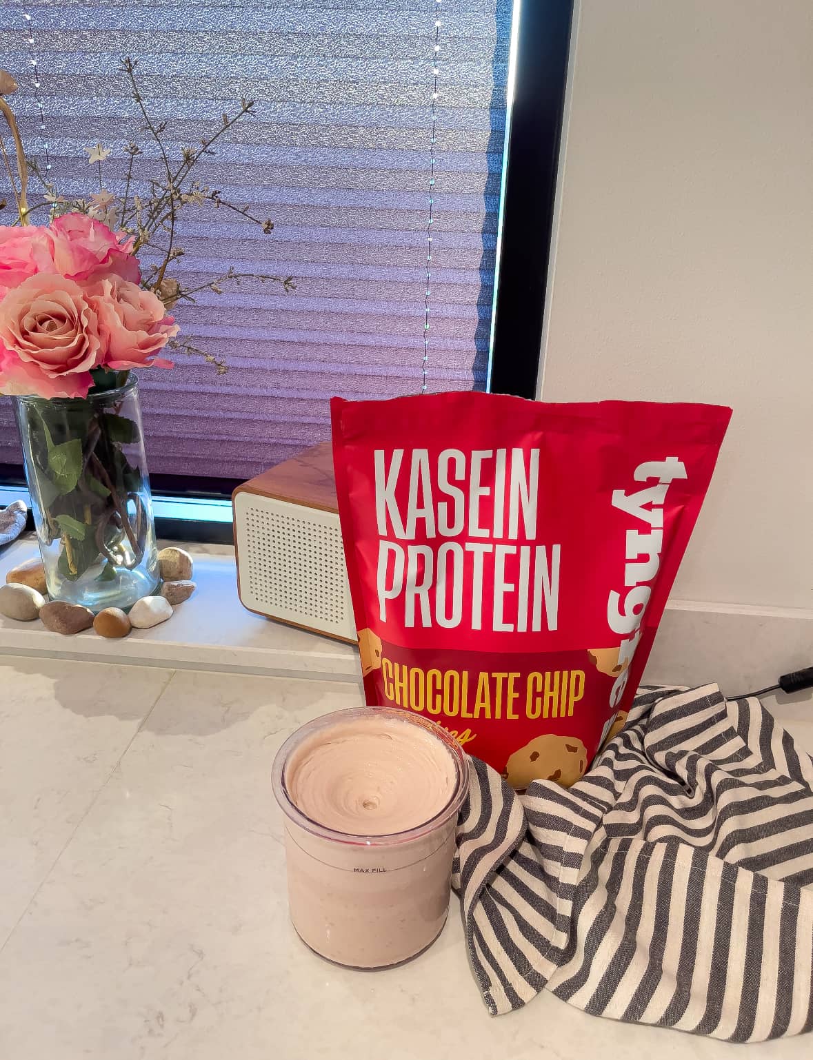 Proteinrik chocolate chip cookie glass