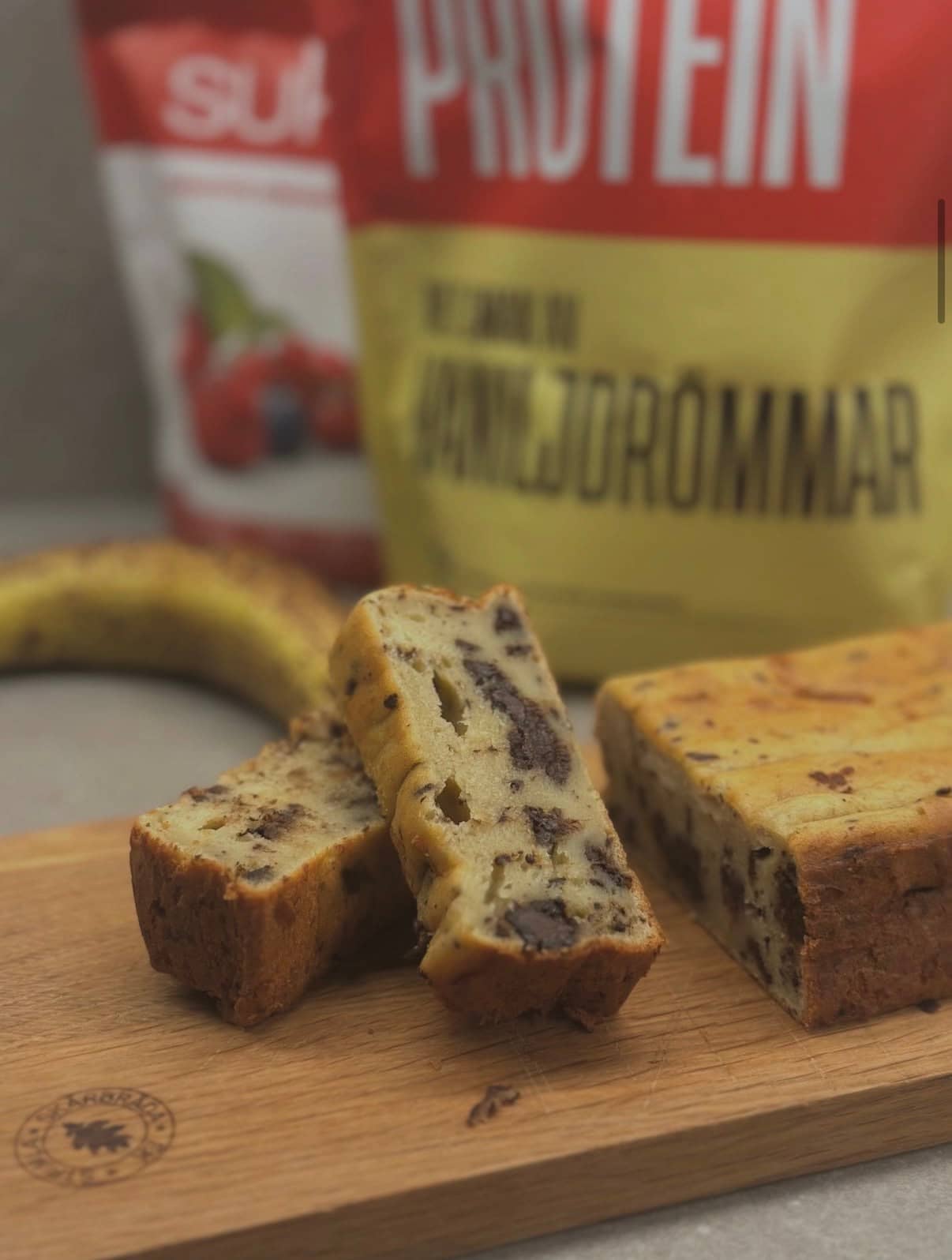 Proteinrikt bananbröd med choklad kasein vaniljdrömmar