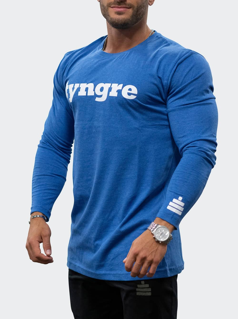 Bildnummer 2 av T-Shirt Long Sleeve Mens Deep Blue Melange