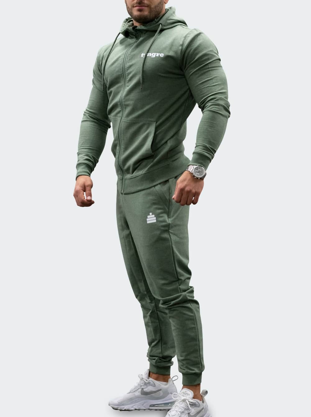 Bildnummer 5 av Zip-Hoodie Mens Green Melange