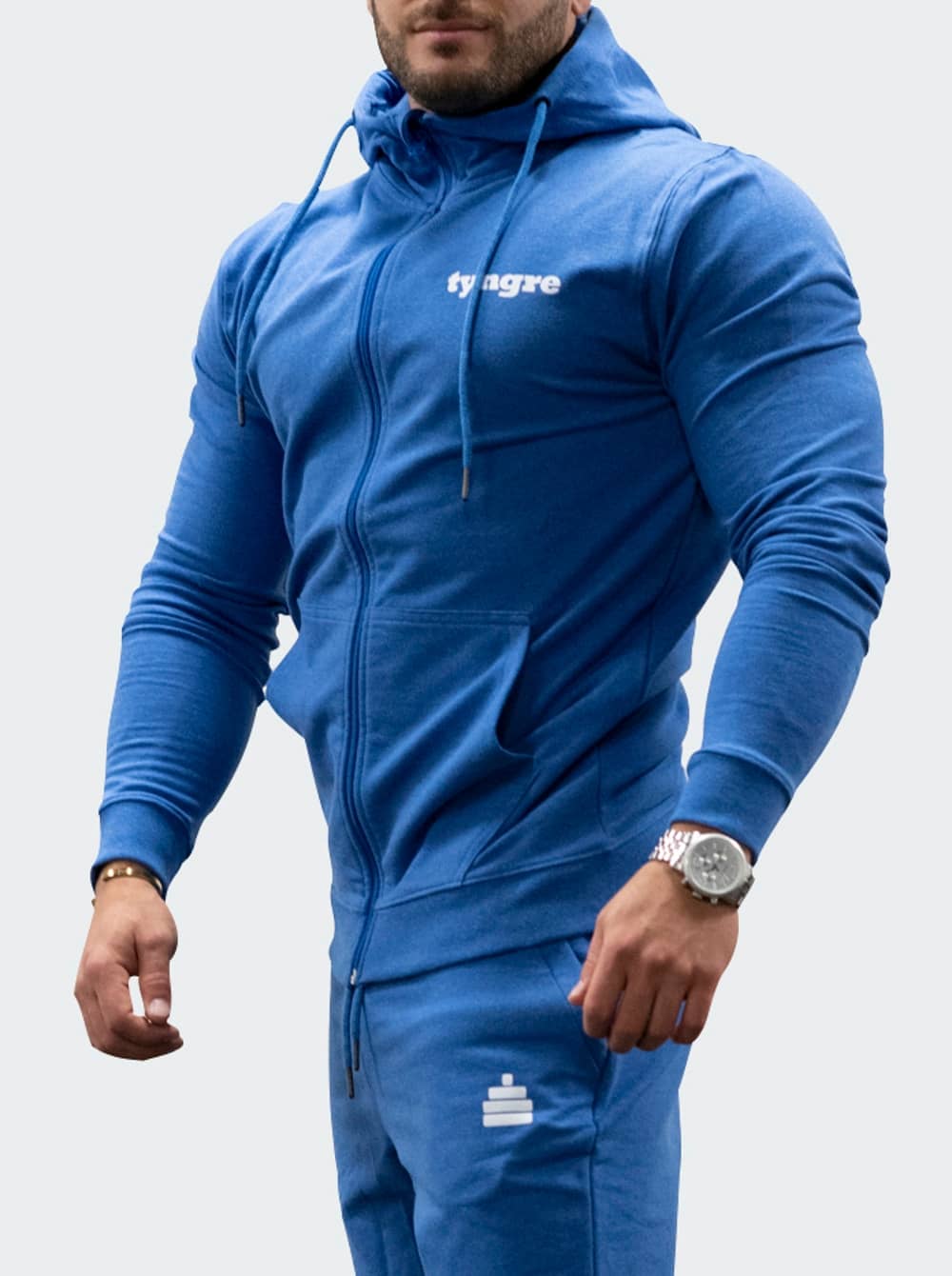 Bildnummer 2 av Zip-Hoodie Mens Blue Melange