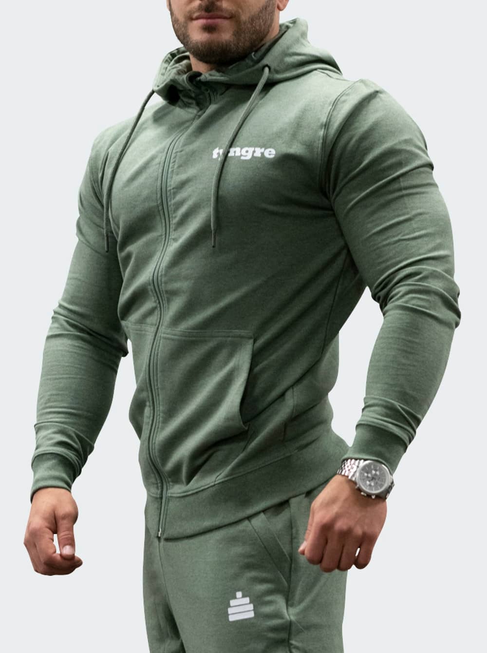 Bildnummer 2 av Zip-Hoodie Mens Green Melange