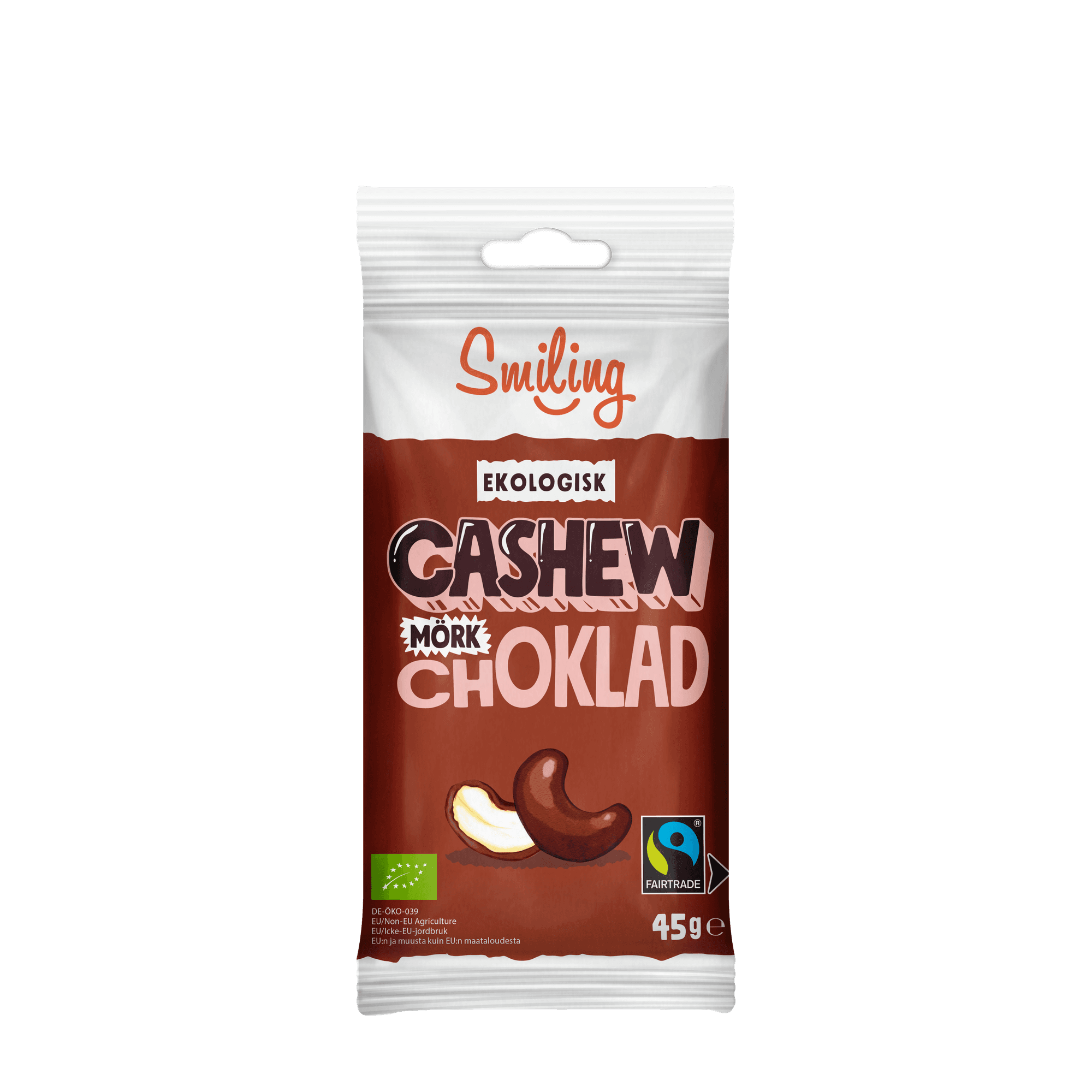 Bildnummer 1 av Smiling Cashew Mörk Choklad 45g 20-pack