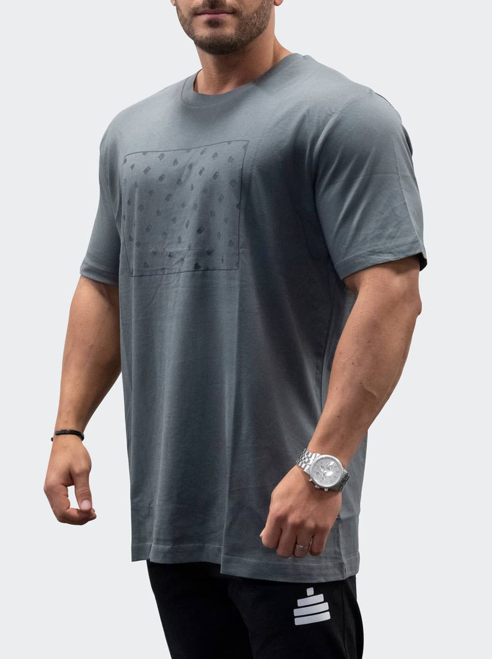 Bildnummer 2 av T-Shirt Loose Fit Print Mens Charcoal